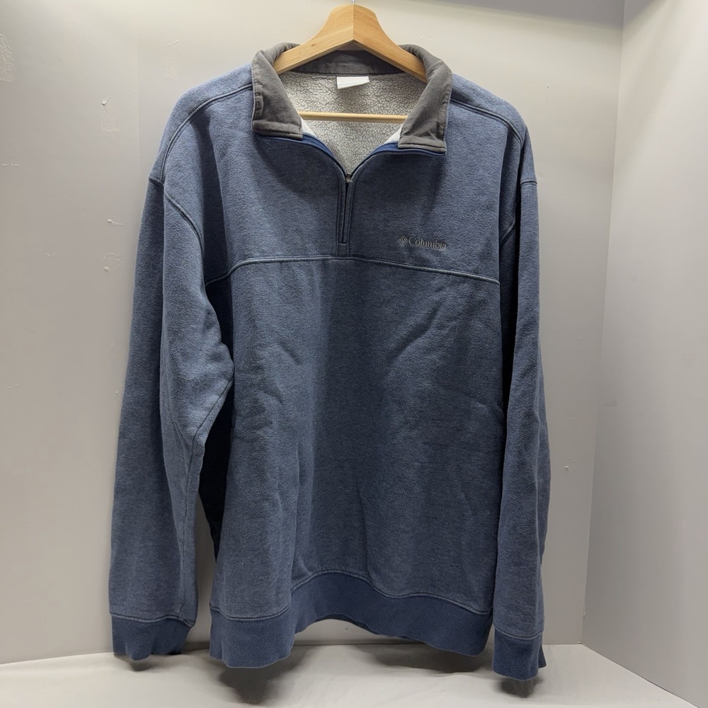 Columbia Fleece Pullover 1/4 Zip Mens XL Blue Outdoor Sweater AM6771